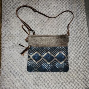 Myra Bag, Stylish Teal, Gray and Brown Women's Crossbody Bag